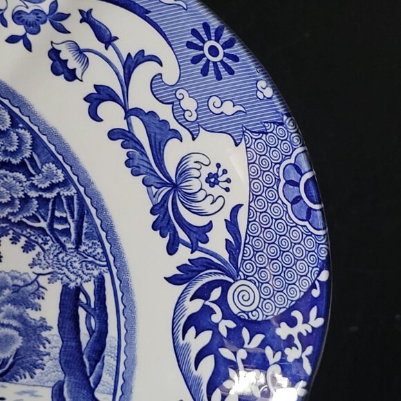 Spode Blue Italian Daisy Bowl 11.125" Scalloped Edge Blue and White Bowl - Picture 4 of 7